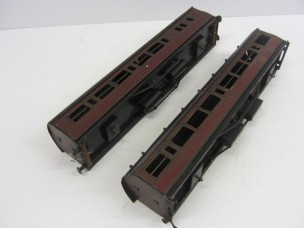 Pair of Bassett-Lowke Gauge 0 1931 Series LMS Bogie Coaches