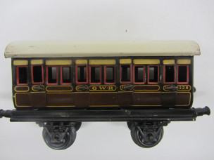 Bing Gauge 0 GWR 1st/3rd Passenger Coach No 328